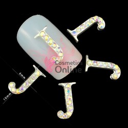 Decoratiuni 3D Metalice 223 Argintii cu Strasuri litera J  